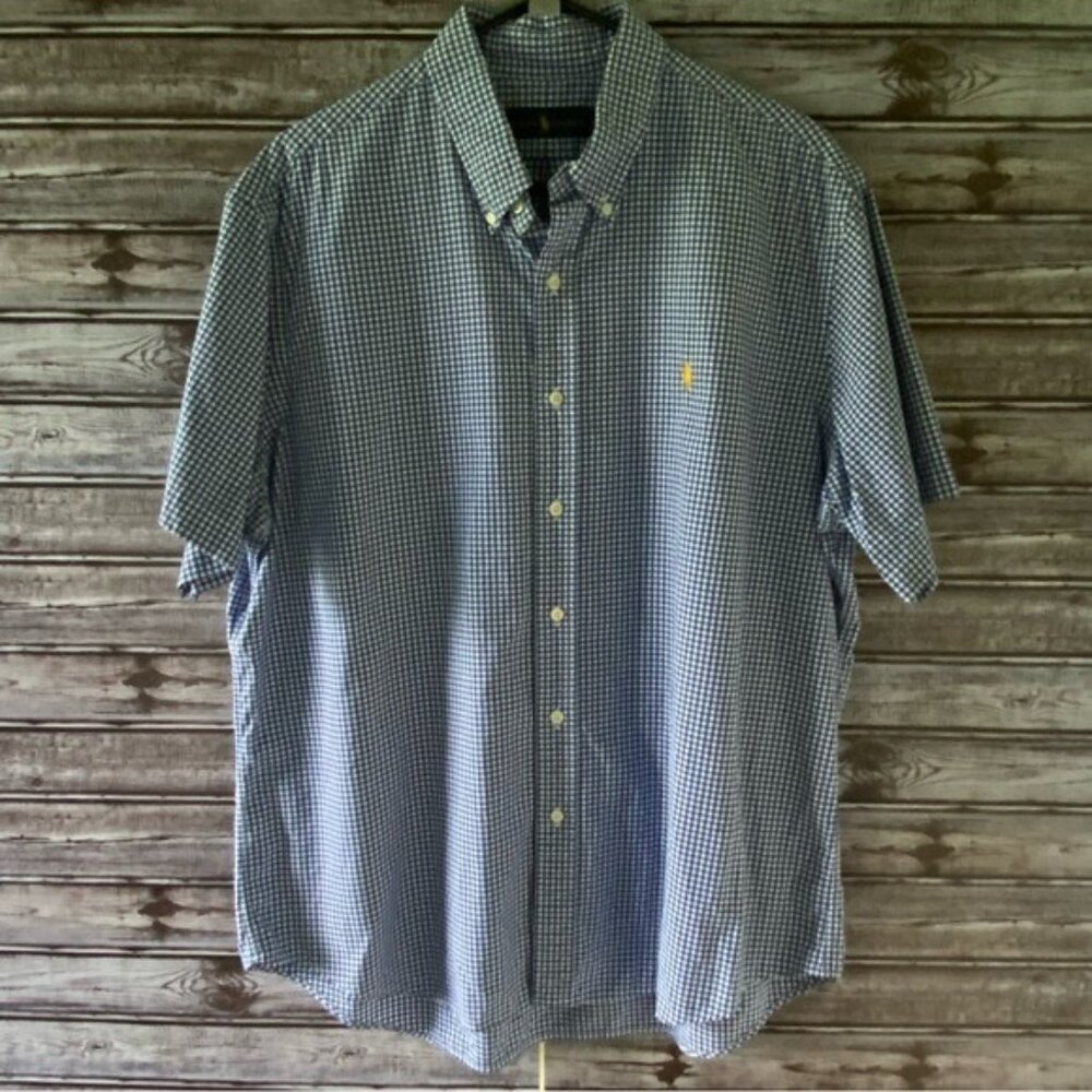 Ralph Lauren Men's Gingham Short-Sleeved Button-Down Shirt Size XL